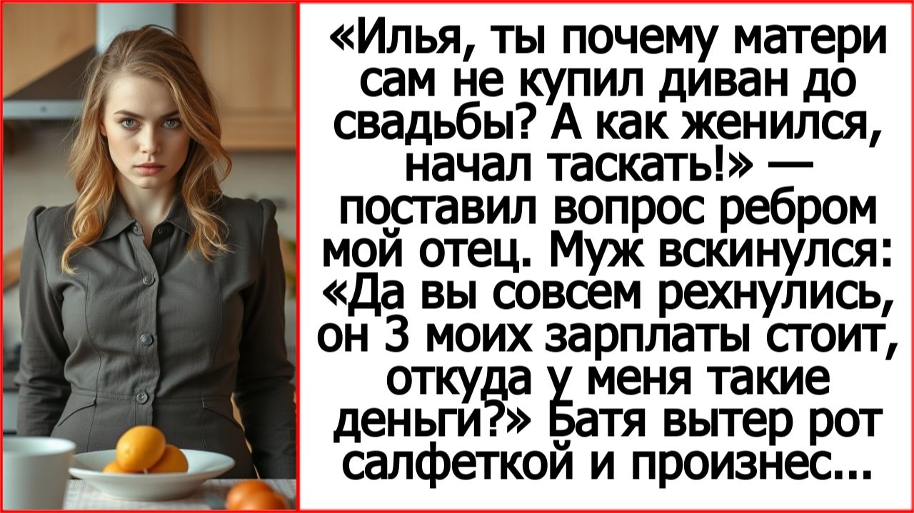 Илья, ты почему матери сам не купил диван до свадьбы? Истории из жизни.