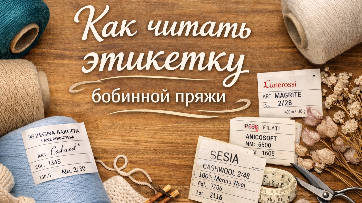 Как читать этикетку бобинной пряжи | Состав, метраж, артикул и цвет