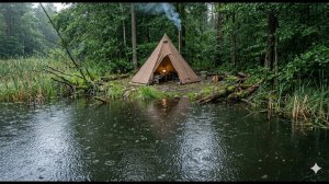 Дождливый отдых на природе у дикого озера с моими собаками — Рыболовное приключение