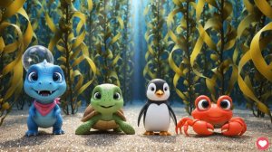 ДИНО, КРАБ И МАЛЫШ：ПОДВОДНОЕ ПРИКЛЮЧЕНИЕ С ПИГВИНОМ ПЕННИ🐧