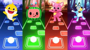 Мультик для детей. Баттл: Беби Шарк, Кокомелон, Пинкфонг, Блуи. Tiles Hop
