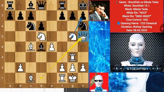 «Stockfish18  (4000 Эло) пожертвовал всё против Николы Теслы _ Никола Тесла _ Magnus Twitch»р