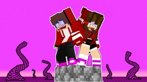 Джей Джей и Сестра против Глитч Си на ОДНОМ БЛОКЕ — анимация из Minecraft