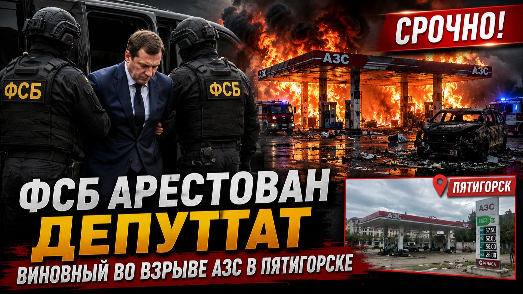 СРОЧНО! ФСБ АРЕСТОВАН ДЕПУТАТ ВИНОВНЫЙ ВО ВЗРЫВЕ АЗС В ПЯТИГОРСКЕ