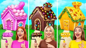 Домики Одного Цвета Сладости vs Шоколад vs Фастфуд # Смешные Моменты от Multi DO Smile