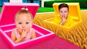 🍿 Дети прячутся в секретных цветных комнатах! Игра в прятки!