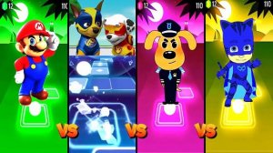 Марио Бросс 🆚 Щенячий патруль 🆚 Шериф Лабрадор 🆚 Пижамная маска в Tiles Hop EDM Rush🎶