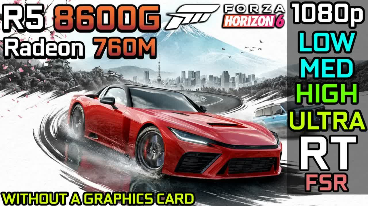 Forza Horizon 6 | Ryzen 5 8600G (Radeon 760M) | 1080p | Low-Ultra + RT + FSR
