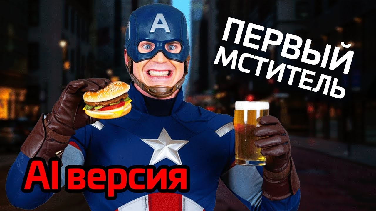Капитан америка, но нейросеть режиссер AI