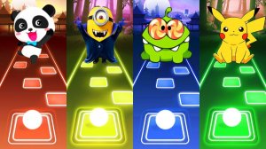 Мультик для детей. Баттл: БебиБас, Миньоны, Ам Ням, Пикачу. Tiles Hop
