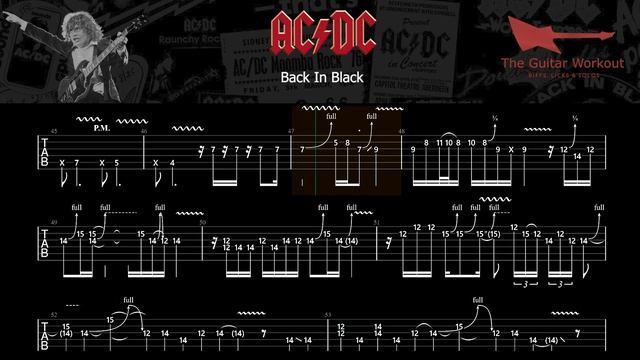 AC_DC - Back in Black (HQ Backing Track with vocals & tab  Guitar Karaoke) - The Guitar Workout (108