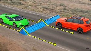 «Машины против острых шипованных лежачих полицейских» в BeamNG Drive!