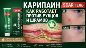 Карипаин Scar гель ферментный для кожи с Коллагеназой и Тизолем против рубцов, шрамов, стрии, ожогов