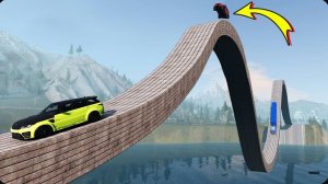 Автомобили против моста как американские горки: Безумный челлендж в BeamNG Drive!