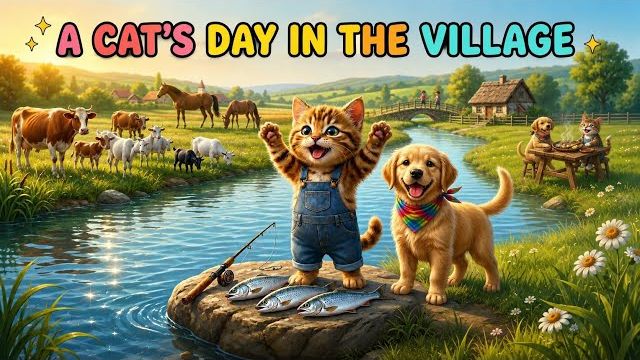 Маленький котёнок идёт на рыбалку! Согревающее 3D‑путешествие #кот #маленькийкотик