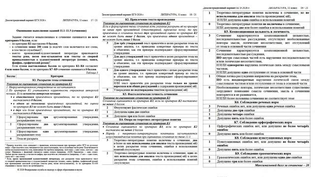 ЕГЭ по литературе: аспекты при подготовке. Критерии оценки заданий 11. Практикум