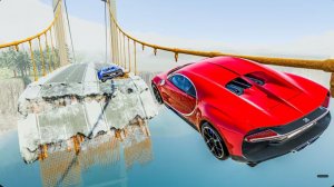 Машины против разрушенного моста – BeamNG.Drive