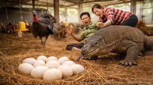 Harvest Hungry Komodo Dragon and Chicken Egg & Go to Market Sell  Big Komodo Dragon is running away