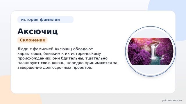 Фамилия Аксючиц: происхождение, значение и склонение