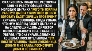 Сжалившись, владелец ресторана взял на работу официанткой цыганку. Узнав про это, любовница