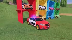 МУЛЬТИК ПРО МАШИНКИ 🚨 Огромный грузовик везет цветные полицейские машины 😱  BeamNG.drive