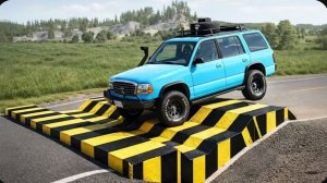 Автомобили против перевёрнутых лежачих полицейских: Безумный челлендж #22 в BeamNG Drive!