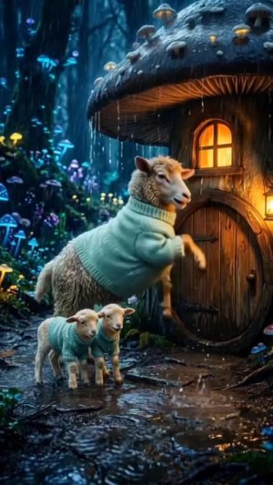 🐑🐻Поздним дождливым вечером мама овечка с двумя ягнятами попросилась на ночлег к медвежонку🐑🐻