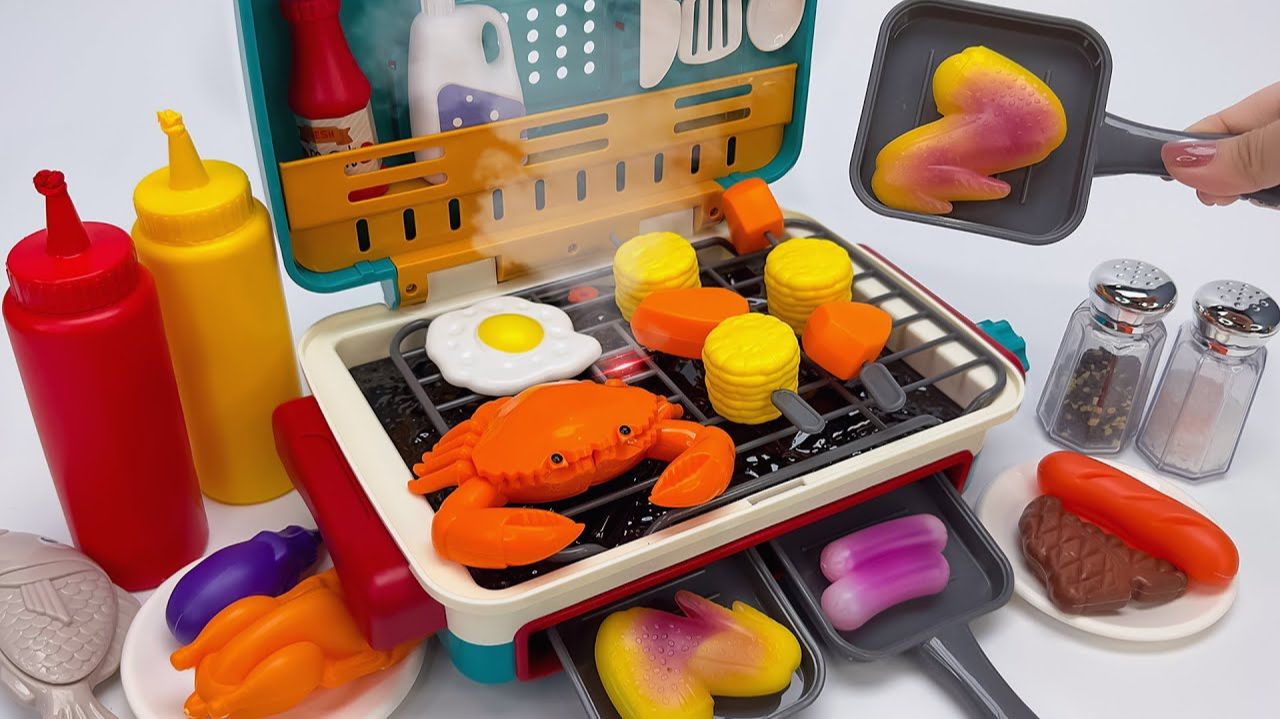 Игровой набор для приготовления на гриле с меняющим цвет грилем-барбекю 🔥 Яркие мультики для детей!
