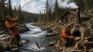 Охота и Рыбалка 2026 в Тайге ЛОВЛЯ ТАЙМЕНЯ ЛЕНКА Изба Хариус Осень 23 - 1