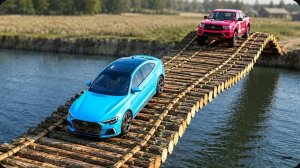Автомобили против разрушенного моста с ямами: Безумный челлендж #4 в BeamNG Drive!
