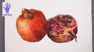 Простой урок по рисованию акварелью. Натюрморт. Гранат.