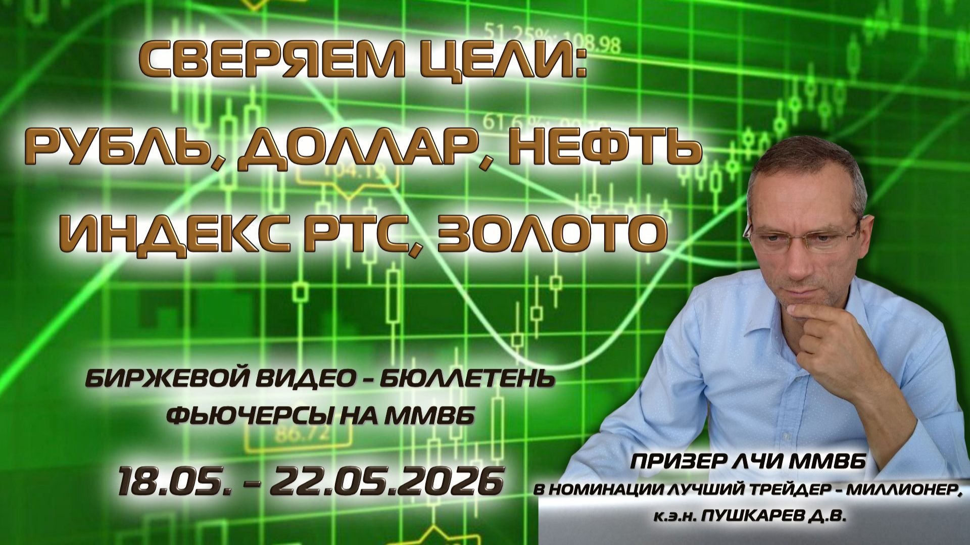 РУБЛЬ, ДОЛЛАР, ИНДЕКС РТС, НЕФТЬ, ЗОЛОТО | БИРЖЕВОЙ БЮЛЛЕТЕНЬ ФЬЮЧЕРСЫ НА ММВБ С 18.05 ПО 22.05.26