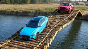 Автомобили против разрушенного моста: Безумный челлендж #4 в BeamNG Drive!