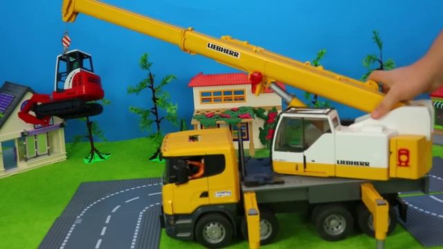 Детские игрушки пожарная машина, полицейский автомобиль, автокран, мусоровоз, трактор для детей.