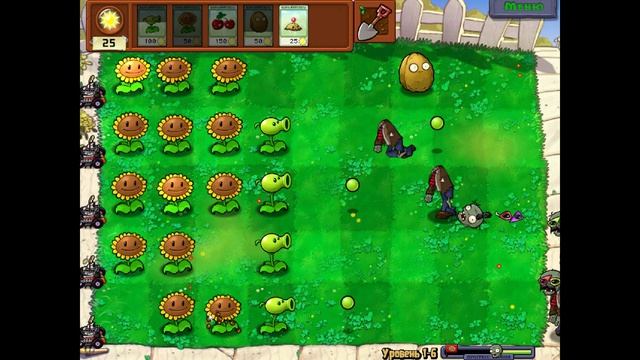 Plants vs Zombies - Прохождение на 100%. Приключение: Уровень 1-6 + Достижение (БАБАХ!)