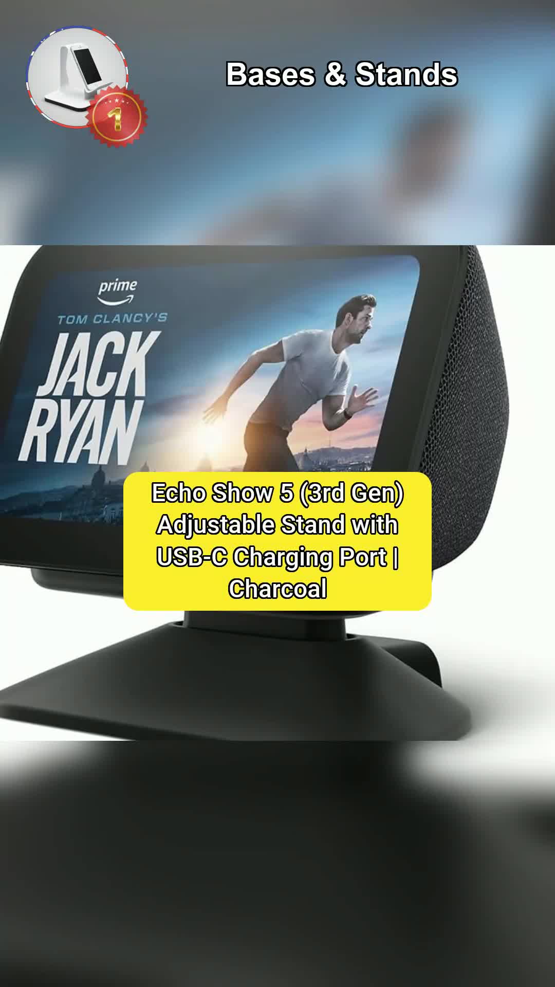1⃣Echo Show 5 (3rd Gen) Adjustable Stand With USB-C Charging Port | Charcoal