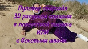 Пуловер 3D рисунком в поворотной технике или с боковыми швами.