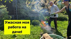 Я ною, муж ругается. Ужасная работа на даче. Жгём, стругаем и моем машину