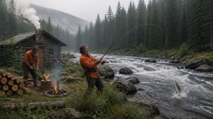 Охота и Рыбалка 2026 Тайга ИЗБА ХАРИУС на Поплавочную Удочку  ТАЙМЕНЬ Сибирь Сухой пит 23 часть 2