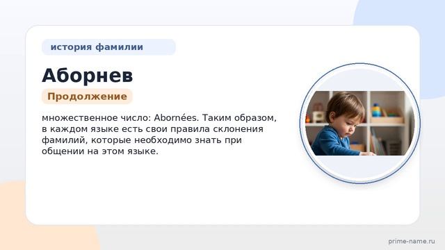 Фамилия Аборнев: происхождение, значение и склонение