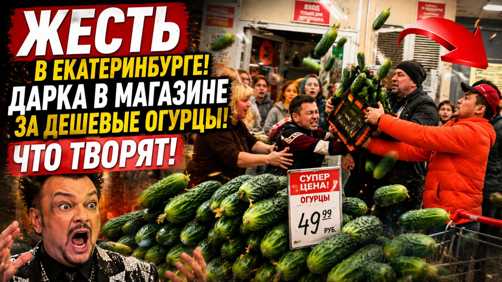 ЖЕСТЬ В ЕКАТЕРИНБУРГЕ  БИТВА ЗА ДЕШЕВЫ ОГУРЦЫ. ТАКОГО НЕ ВИДЕЛИ с 90х