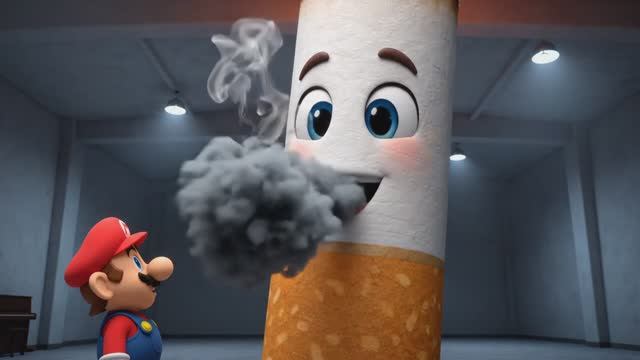 Экшен Супер Марио против Сигареты