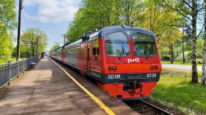 ЭД4М 0389 сообщением Сестрорецк - Санкт-Петербург на перегоне Лисий Нос - Лахта. Пл. Ольгино