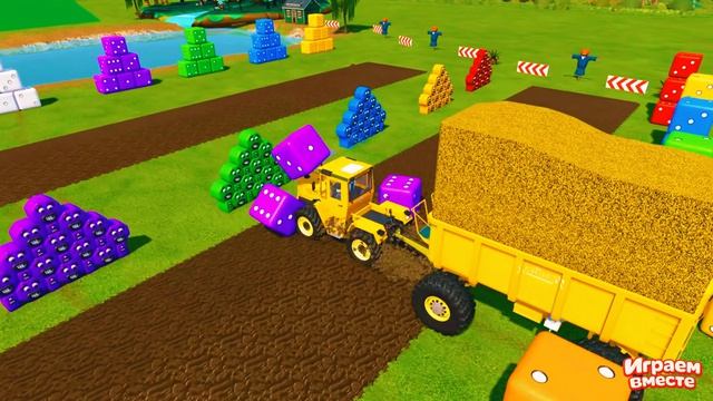 27 МУЛЬТИКИ ПРО РАЗНОЦВЕТНЫЕ ТРАКТОРЫ И МАШИНКИ НА ФЕРМЕ ДЛЯ ДЕТЕЙ 🚜 ГОНКИ МАШИНОК ДЛЯ ДЕТЕЙ №5 🚜