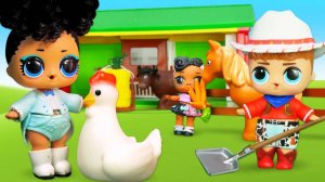 Детское видео про игрушки. Куклы ЛОЛ сюрприз едут на ферму с ЛОЛ ОМГ СВЭГ! Игры в куклы для девочек