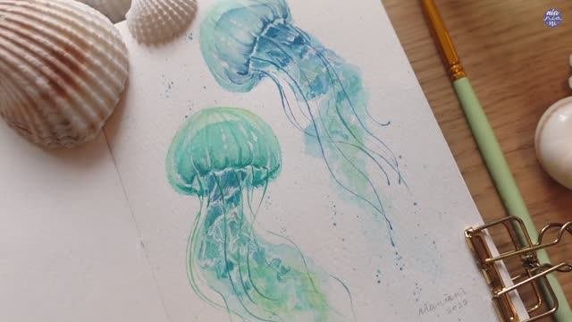 Пошаговое руководство по рисованию акварелью медузы