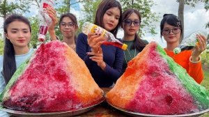 Потрясающий кулинарный рецепт из льда и фруктов. Ледяной фруктовый коктейль. Кухня Азии