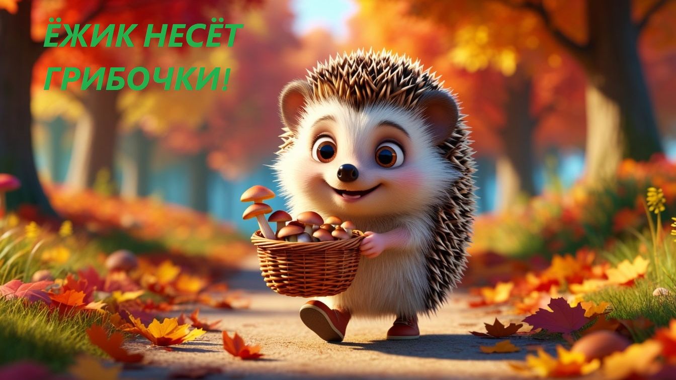 🍄 ЁЖИК НЕСЁТ ГРИБОЧКИ! Весёлая песенка-считалочка для малышей 🦔 смотреть онлайн