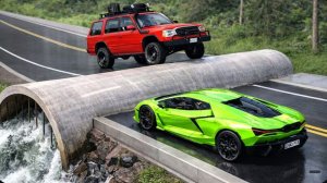 Автомобили против бетонной водопроводной трубы: Безумный челлендж #3 в BeamNG Drive!