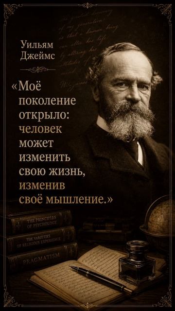 Уильям Джеймс  «Моё поколение открыло: человек может изменить свою жизнь, изменив своё мышление»